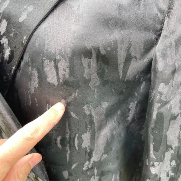 Vintage Y2K Black Jacket Dress Iridescent Elegant Long Coat Size 40S - Picture 15 of 15